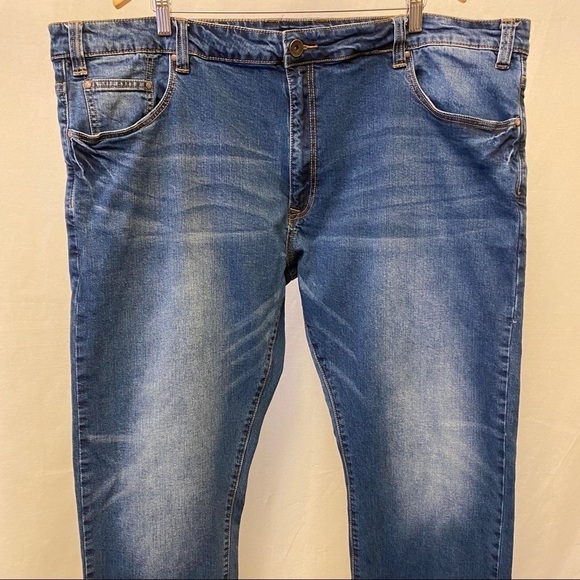 Indigo Alpha 46x30 Straight Leg Men’s Jeans Stretch Whiskered Medium Wash - Picture 3 of 10